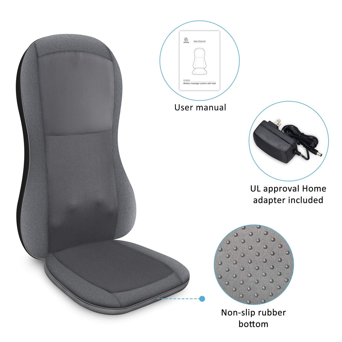 COMFIER Shiatsu Full Back Massager,Massage Chair Pad with Heat,2D/3D Massage Seat Cushion,Chair Massager with 10 Shiatsu Nodes, Rolling Kneading Chair Pads for Lower Back,Gift for Men,Women