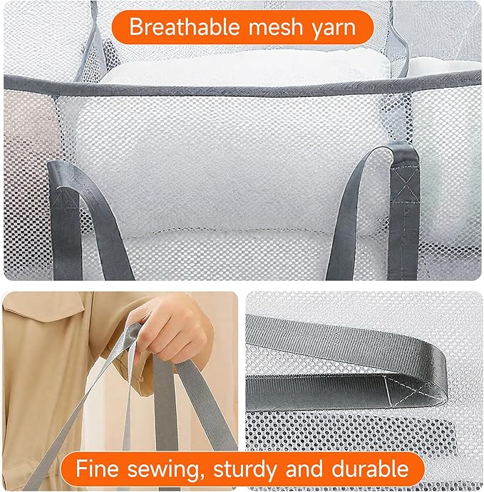 Large Collapsible Laundry Hamper, Breathable Mesh Design, Sturdy Steel Frame