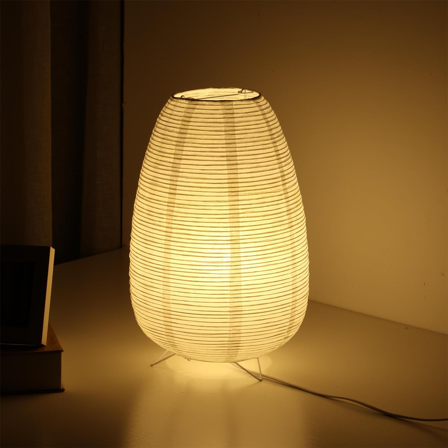 CMHSYTKE Small Rice Paper Lamp, Japanese Lamp Lantern Table Lamp, Paper Table Lamp, Lantern Lamps for Desk Bedrooms Bedside Night Light (Tower)