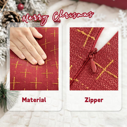 ZWJD Christmas Pillow Covers 18x18 Set of 2 Soft Polyester Textured Pillows with Stylish Flange Edge Cozy Farmhouse Christmas Decor for Couch Bed Sofa Living Room (Red)