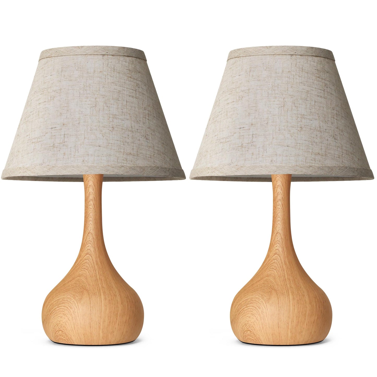 17” Touch Table Lamp for Bedroom Set of 2, 3-Way Dimmable Bedside Lamp for Nightstand, Rustic Metal Desk Lamp with Linen Shade for Living Room, Kids Reading, Dorm, Home Office Decor, Bulb Included