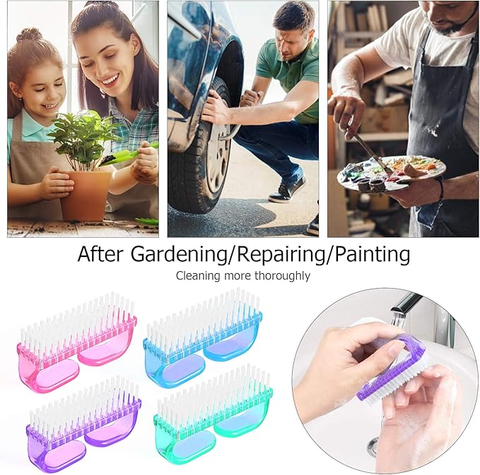 Handle Grip Nail Brush, Hand Fingernail Brush Cleaner Scrubbing Kit Pedicure