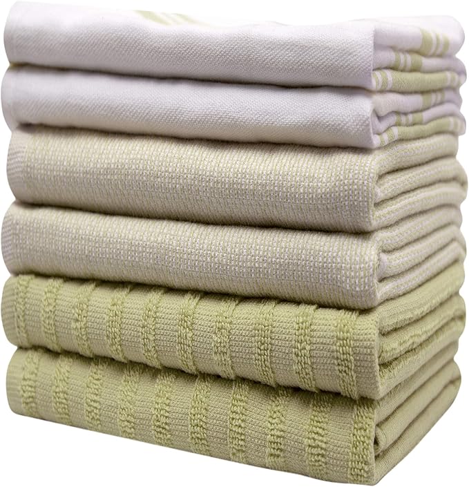 Premium Kitchen Towels | Large Cotton Dish Towels | Flat & Terry Highly