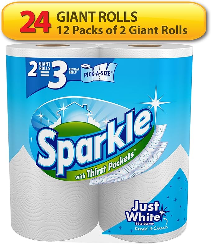 Sparkle Paper Towels, 24 Giant Rolls, Pick-A-Size