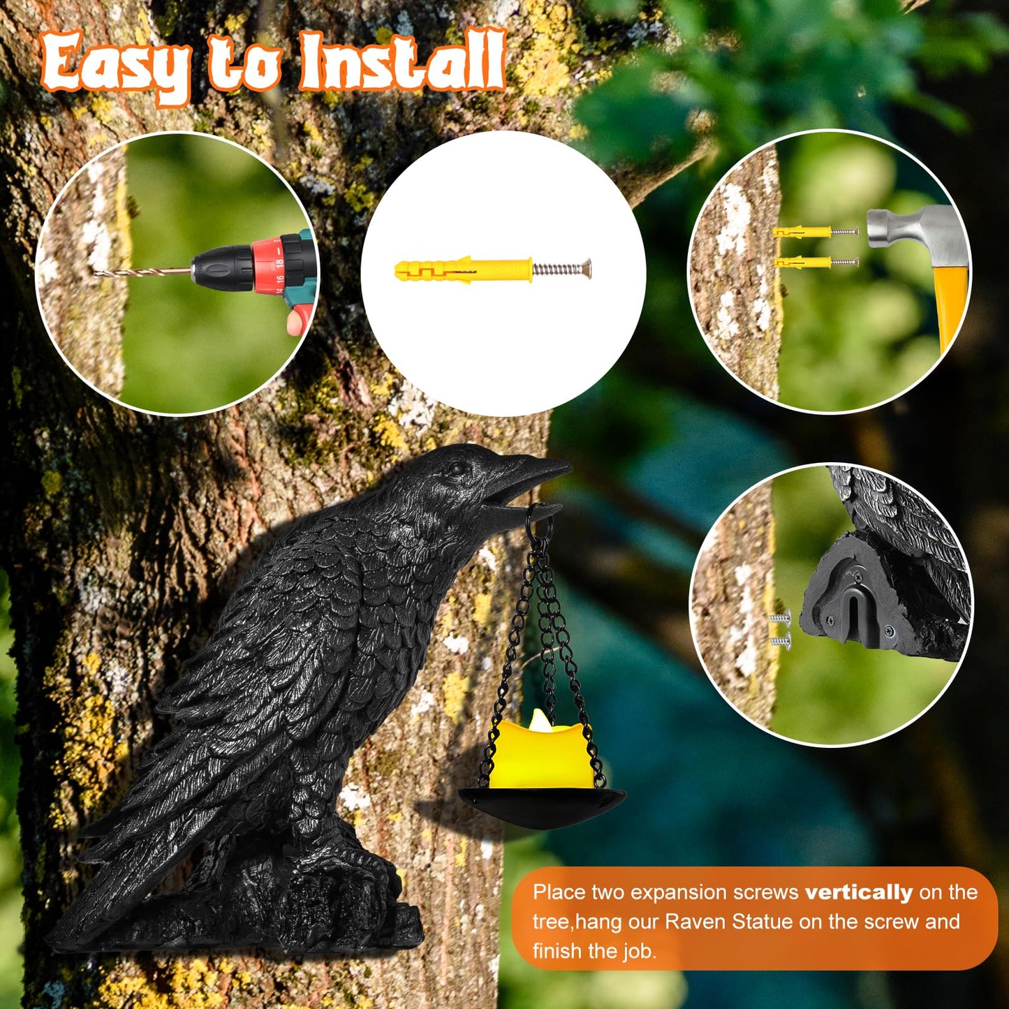 Gothic Crow Wall Art Decor Outdoor Wall Sconce Raven lamp Table Candle Holder Wall Decor for Patio Garden Bedroom Gothic Gifts Head Facing Right