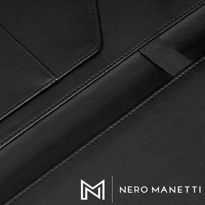 NERO MANETTI- Leather Portfolio Folder - Business PU Leather Portfolio Notepad Holder for Resumes, Legal Pad Portfolio Executive Binder, Professional Padfolio Notebook for Women/Men