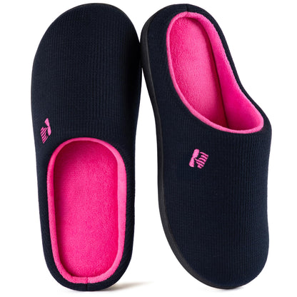 RockDove Women's Original Two-Tone Memory Foam Slipper, Size 5/6 UK Women, Dark Navy and Fuscia