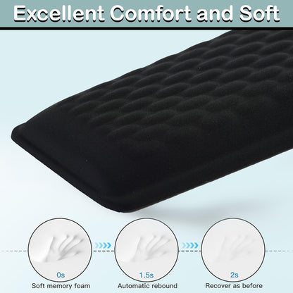 Ergonomic Memory Foam Keyboard Wrist Rest Pad, Extra-Wide Black, Soft Non-Slip Arm Cushion for Computer, Laptop & Desk | Pain Relief & Typing Comfort for Office & Gaming Use