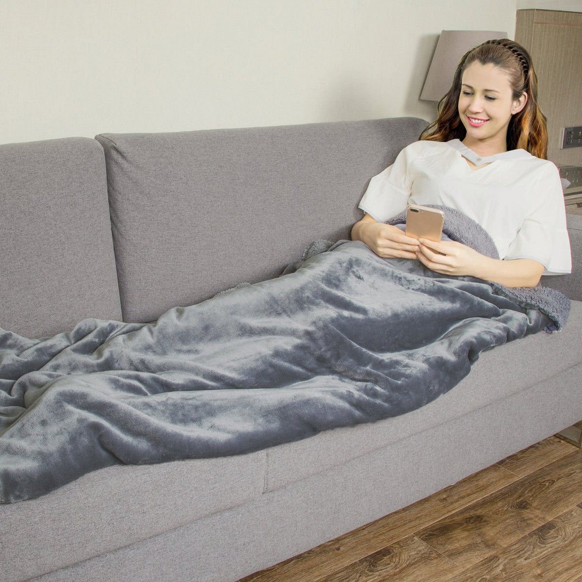 Catalonia Charcoal Grey Sherpa Throws Blanket, Valentine's Day Gift, Super Soft Fuzzy Comfy Micro Plush Fleece Blanket All Season for Sofa Couch Bed Reversible Match Color, Tone to Tone, 50x60 inch