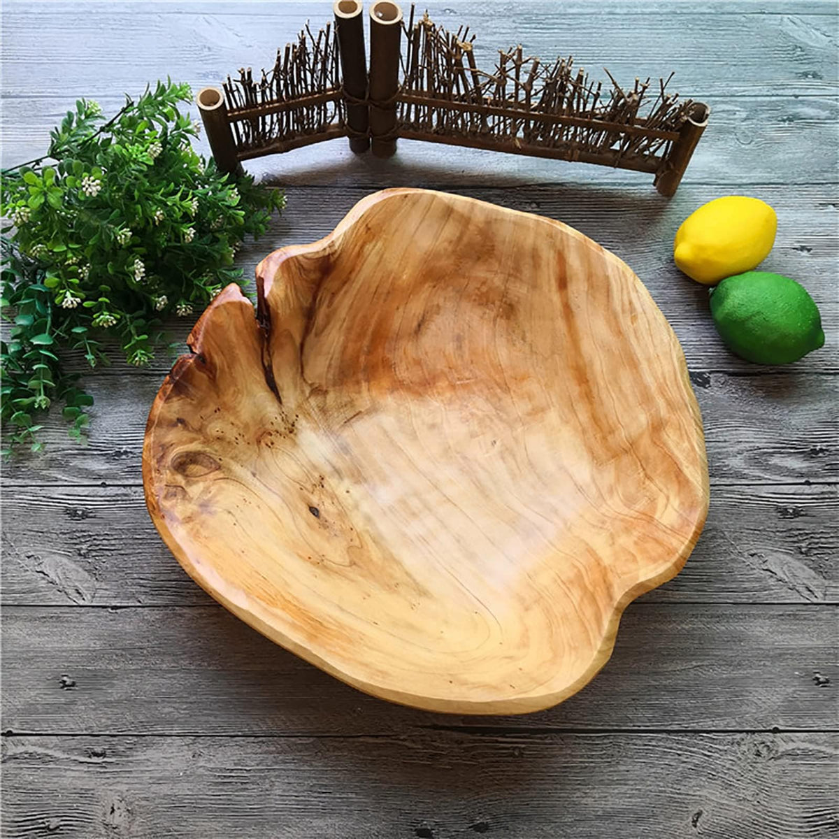 JFFLYIT Creative Wood Bowl - Root Carved Handmade Natural Real Wood Candy Serving Bowl 10"-12"