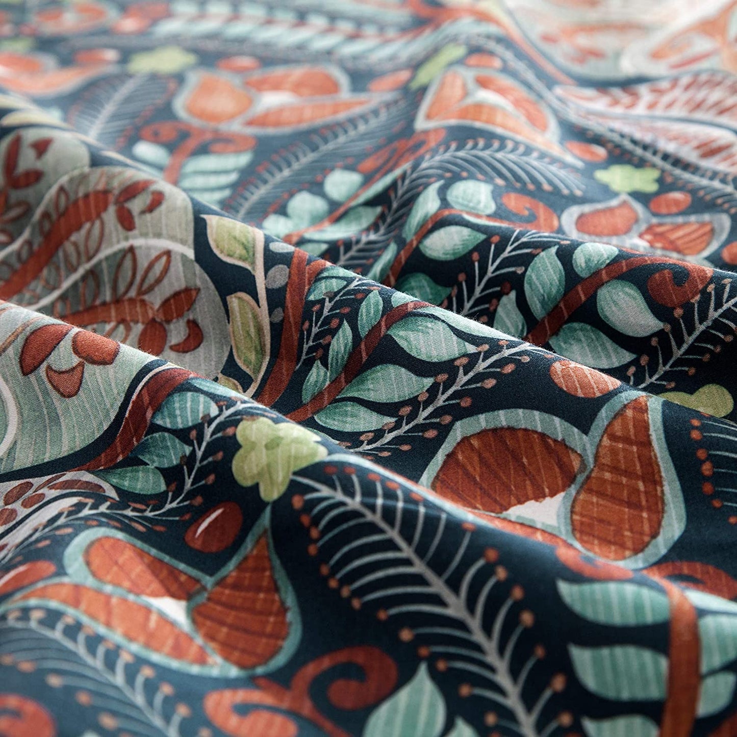 VM VOUGEMARKET Boho Duvet Cover Queen,Paisley Flower Printed Long Staple Cotton Duvet Cover with 2 Pillowcases,Retro Damask Medallion Bedding Set-3 Pieces 90"x90"