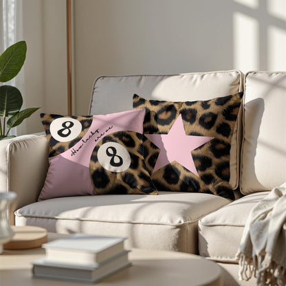 Xiyurlk Cheetah Leopard Lover Gifts for Women,Preppy Star Lucky 8 Ball,Cheetah Leopard Print Room Decor Pillow Cover 18x18 Set of 2,Coquette Preppy Pillow Covers for Girls Room Dorm Apartment Decor(6)