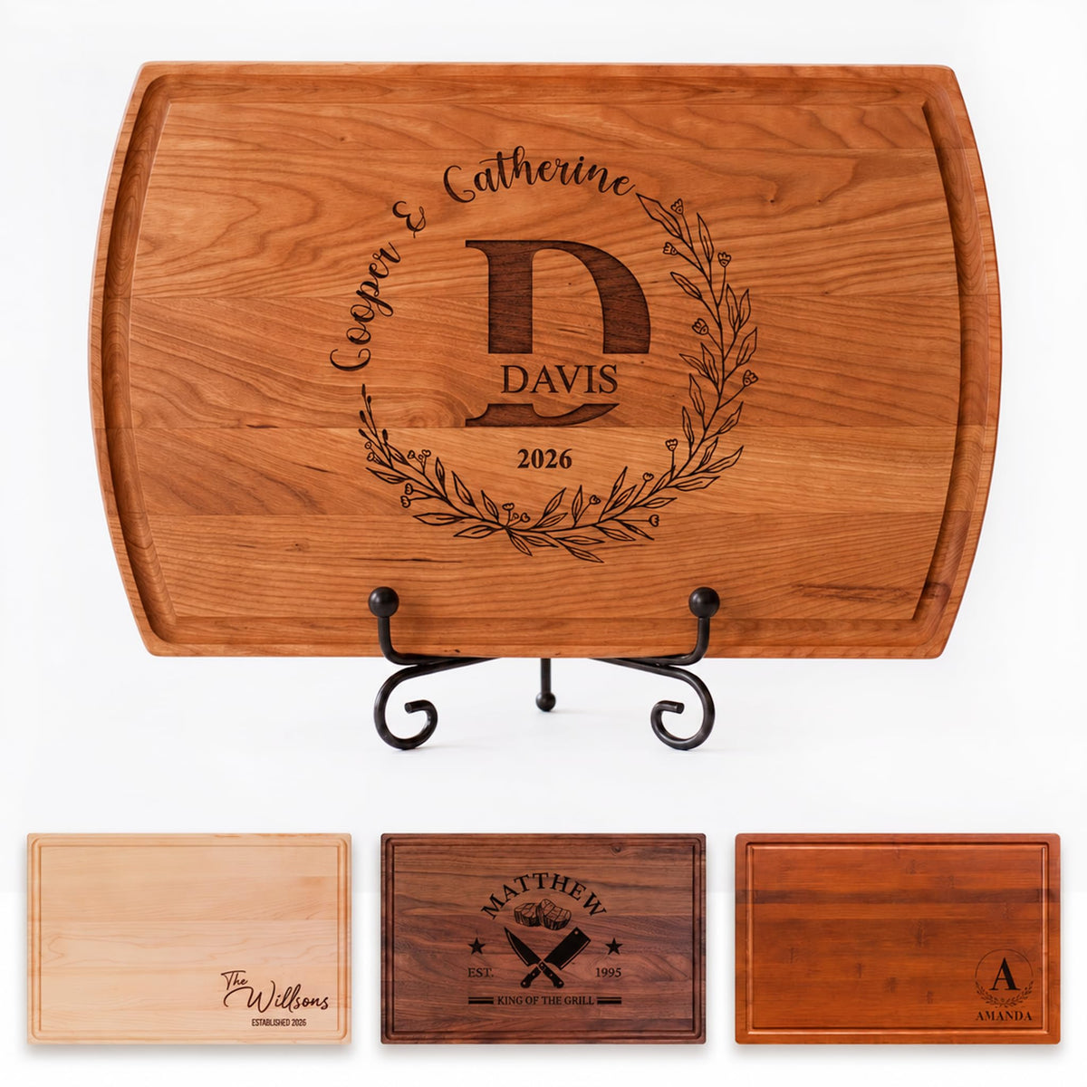 GiftShopie Personalized Cutting Board | Custom Engraved Wood Charcuterie Board | Unique Wedding, Engagement, Housewarming, Birthday & Christmas Gift | Customized Wooden Chopping Board