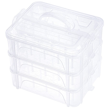 New brothread 3 Layers Stackable Clear Storage Box/Organizer for Holding 60 Spools Home Embroidery & Sewing Thread (Spool Size Requirement: Height≤5.6cm; Width≤4.3cm)