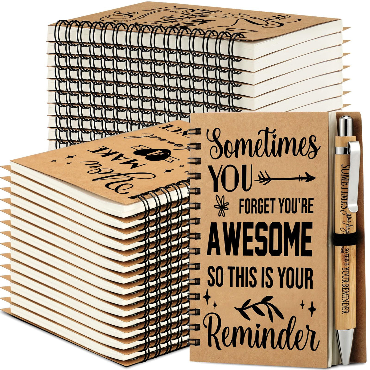 Tenceur 96 Sets Employee Appreciation Gifts Bulk Inspirational Spiral Notebooks with Motivational Pens Small Notepads for Coworkers Office Staff Team Volunteer Teacher Thank You Gifts, 3.94 x 5.51''
