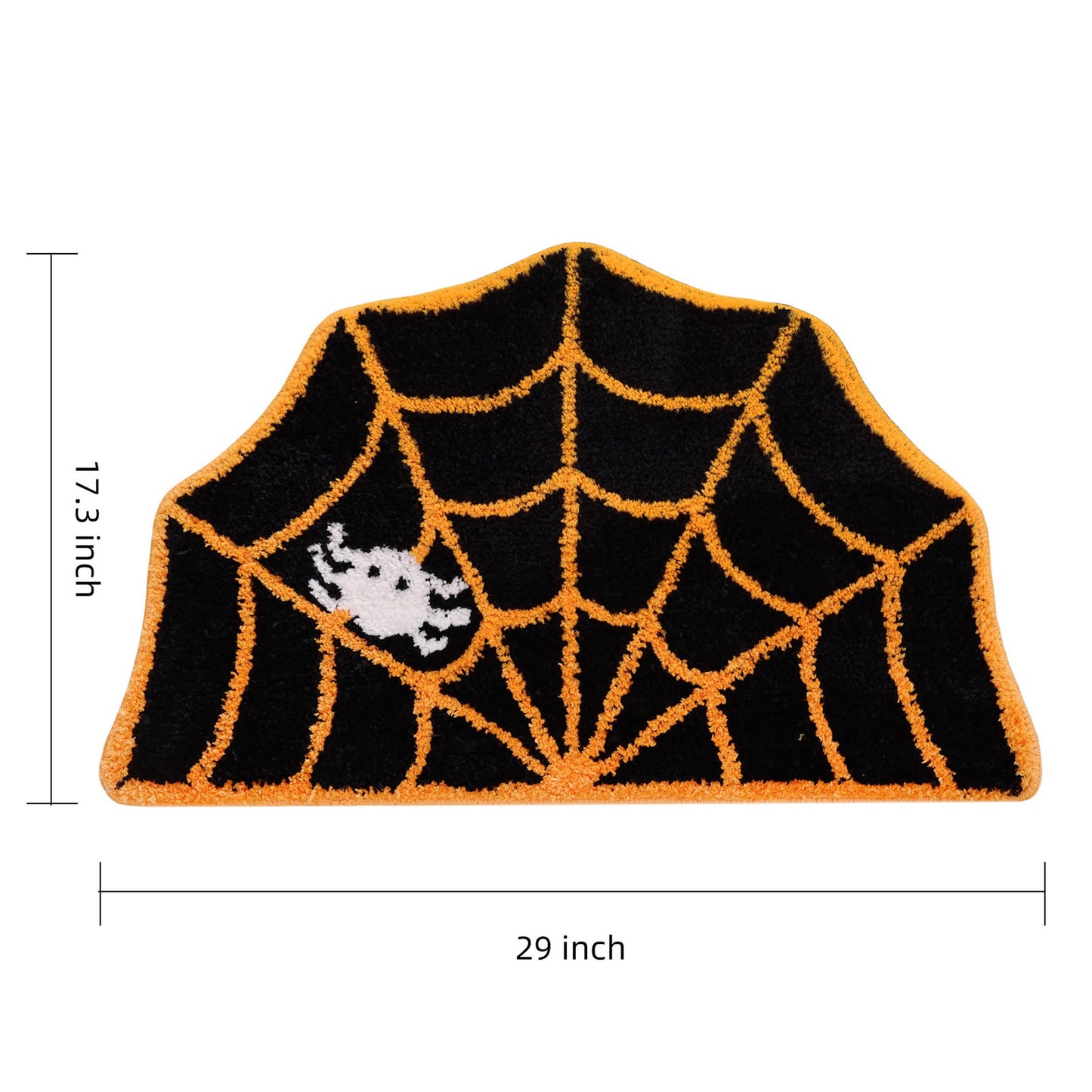 TRUEDAYS Halloween Decor Spider Web Bath Mat for Bathroom, Cute Orange Halloween Decoration Black Half Circle Bath Mat Non Slip Cartoon Shaped Bath Rug Bathroom Mat Plush Shower Rugs Washable