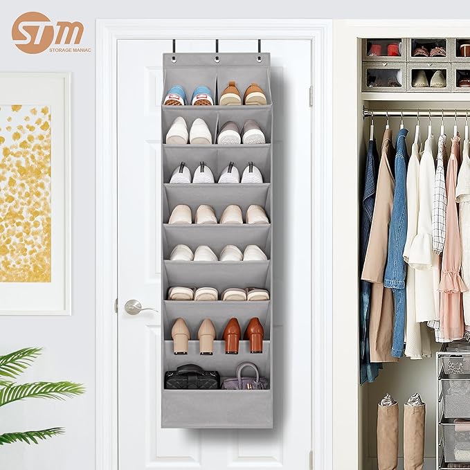 STORAGE MANIAC Over the Door Shoe Organizer Heavy-Duty Large Deep Pocket