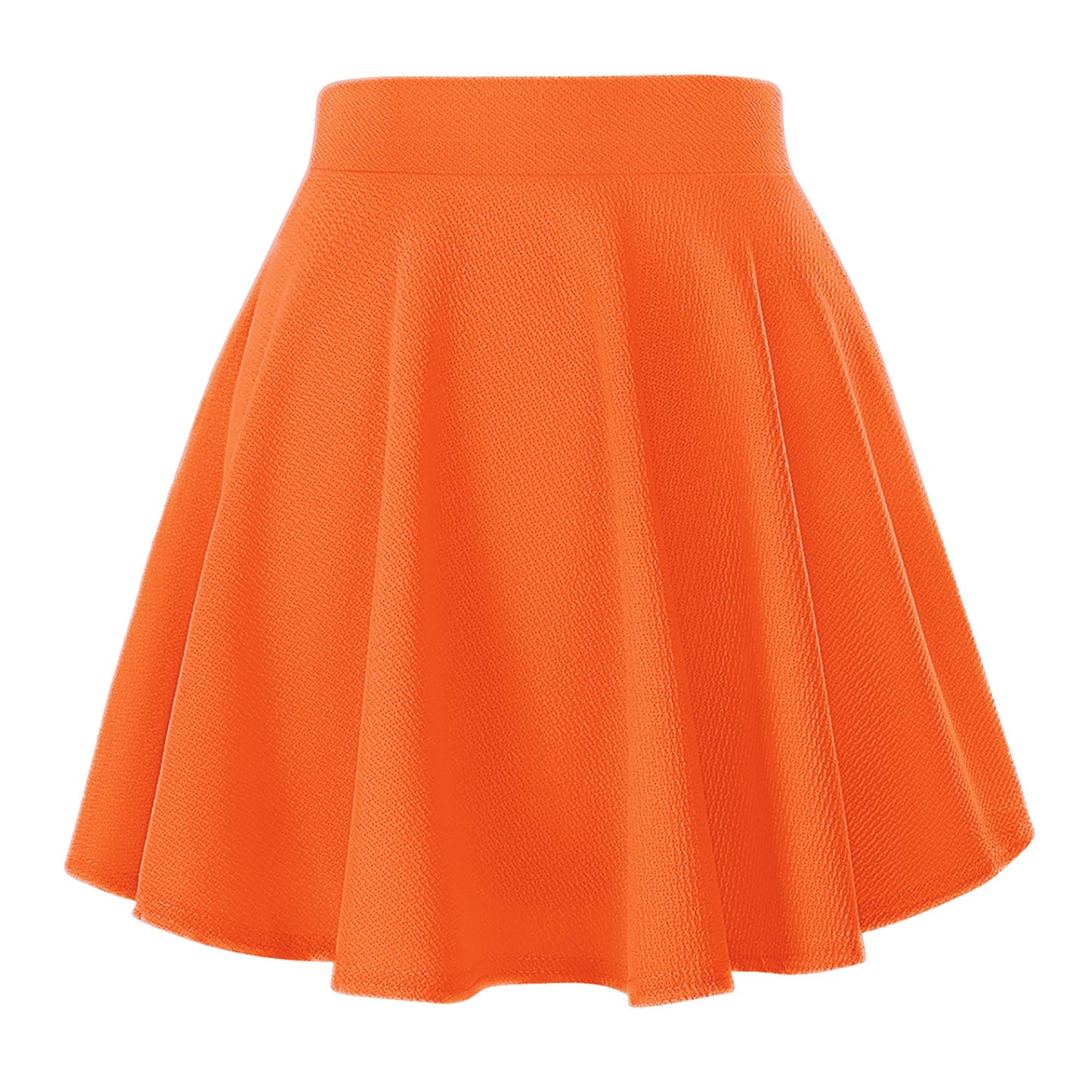 Urban CoCo Women's Basic Versatile Stretchy Flared Casual Mini Skater Skirt (XL, Orange)