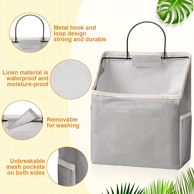 Chumia 6 Pack Wall Hanging Storage Basket Bathroom Closet Hanging Storage Bag