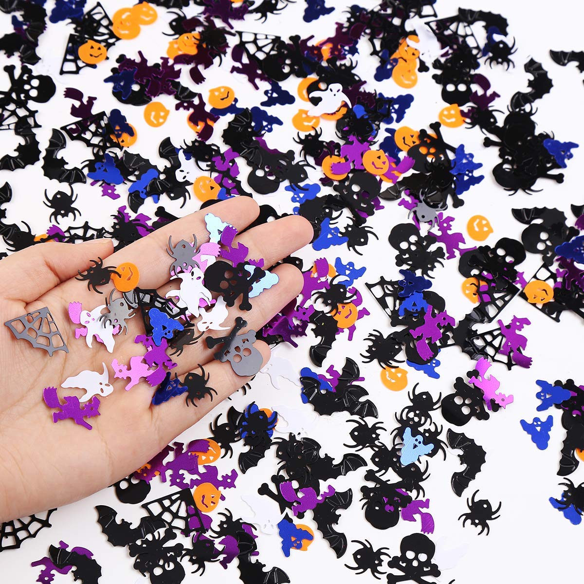 DIYASY 5000 Pcs Halloween Confetti Glitter,Confetti Sprinkles Bats Spider Pumpkin Table Scatter for Halloween Table Decorations