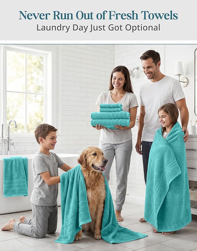 24-Piece Towels for Bathroom – 100% Cotton Towel sets, 2 Bath Sheets, 2 Bath
