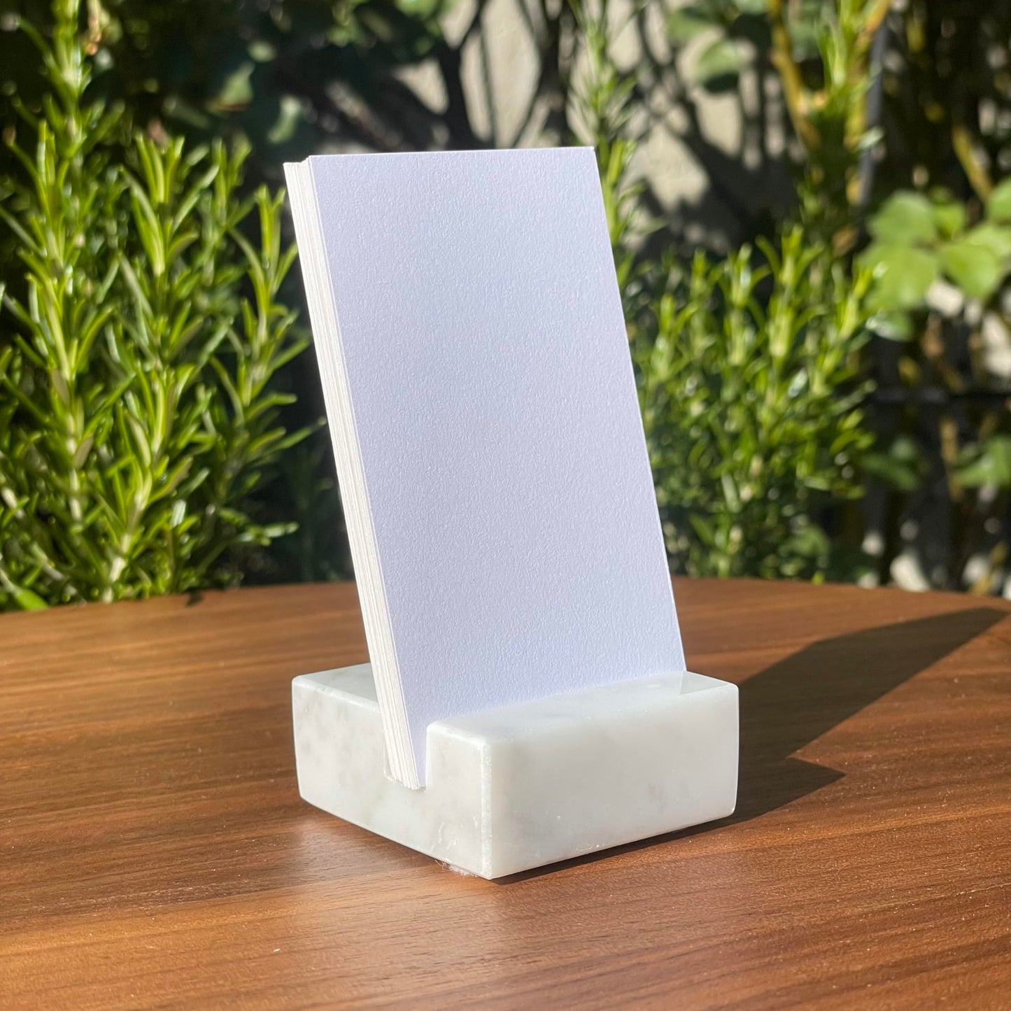 Craftsman Stoneworks Vertical Business Card Holder made from White Carrara Marble