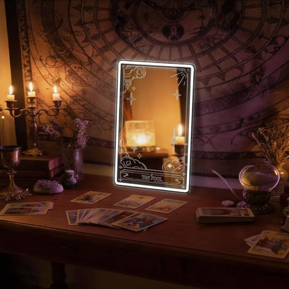 Kavaas Tarot Mirror Neon Sign - Cold White Mystical LED Neon Light for Occult Room Wall Decor, Witchy Art Spiritual Room Decor, Best Gifts for Fortune Teller, Tarot Enthusiast