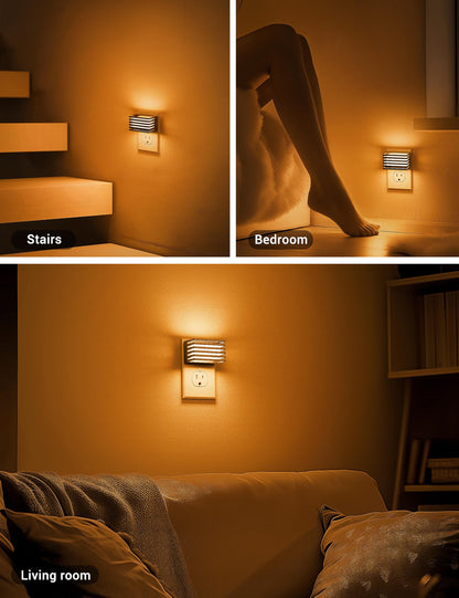 JandCase LED Night Light, [2 Pack] Night Lights Plug into Wall with Dusk to Dawn Sensor, Dimmable Plug in Night Light, Adjustable Brightness, 3000K Soft White Nightlight for Bedroom Bathroom Hallway