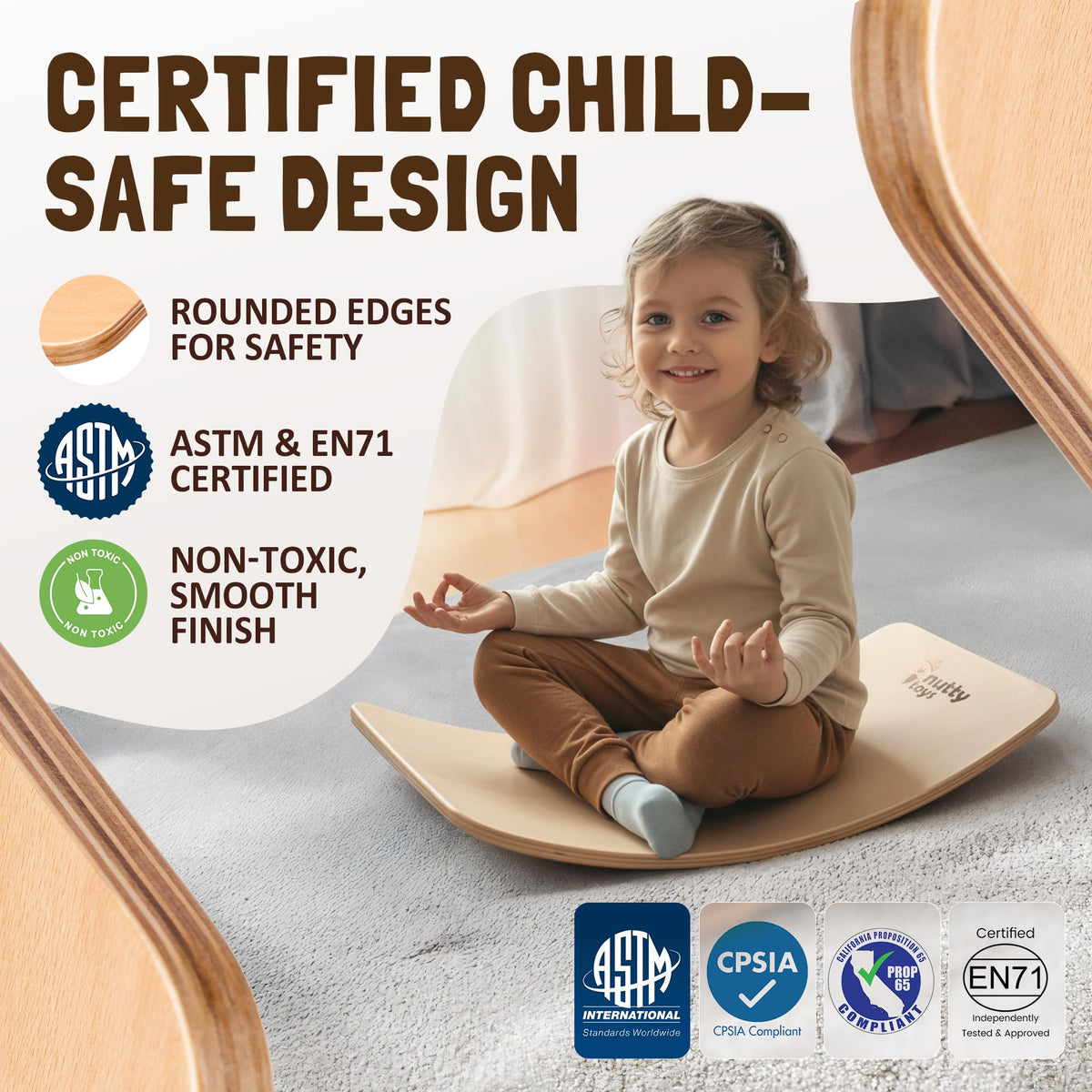 NUTTY TOYS Montessori Wooden Wobble Board for Kids & Adults - 100% Natural Wood Balance Board, Toddler Balancing Toy, Unique Boy & Girl Open Ended Toy, Best Christmas Stocking Stuffer Gifts Idea 2026