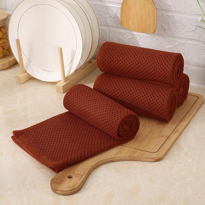 Kitinjoy 100% Cotton Waffle Weave Kitchen Hand Towels