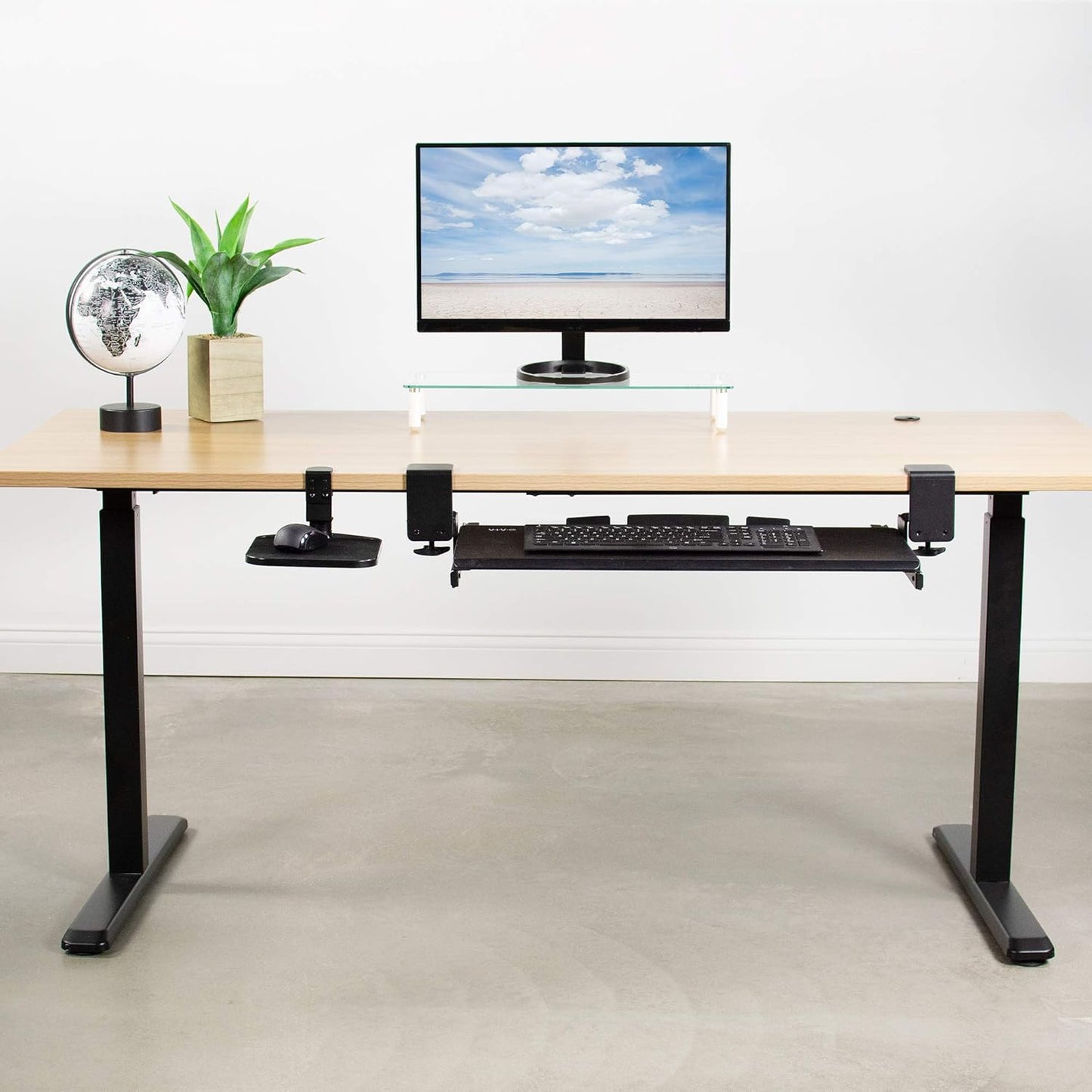 VIVO Clamp-on Mouse Pad Holder Platform, Adjustable Under Desk 360° Rotating Tray Rest Extension Attachment, up to 2 inch Desktops, Black, MOUNT-MS01A