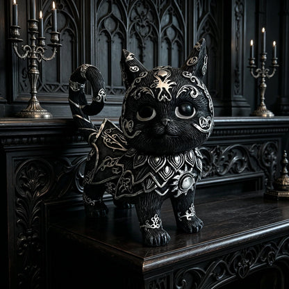 Dianreno Mysterious Black Cat Sculpture,Gothic Home Decor Statue,Dark Aesthetic Decor,Halloween Black cat Decor,Witchy cat Decor for Indoor&Outside