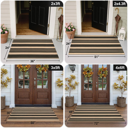 OJIA Fall Front Door Mat Outdoor 24''x35'' Washable Front Door Rug Entry Rug Indoor Outdoor Rugs Halloween Doormat Cotton Woven Striped Small Area Rugs for Porch/Bathroom/Farmhouse/Home Entrance