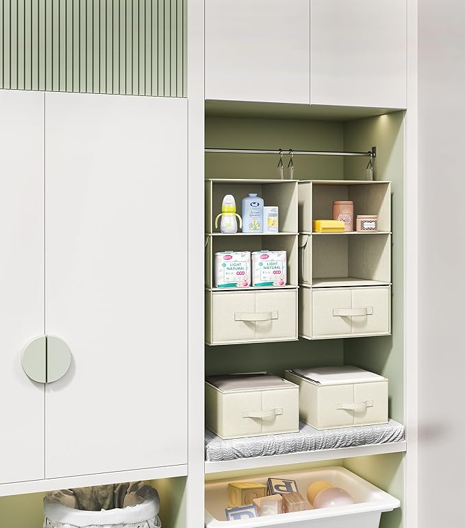 Vailando 3-Shelf Hanging Closet Organizer, Baby Clothes Storage and Organization