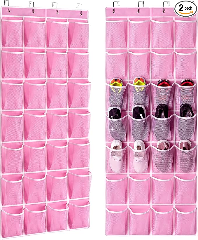 KEEPJOY 28 Pocket Over The Door Shoe Organizer, Hanging Door Shoe Holder Rack