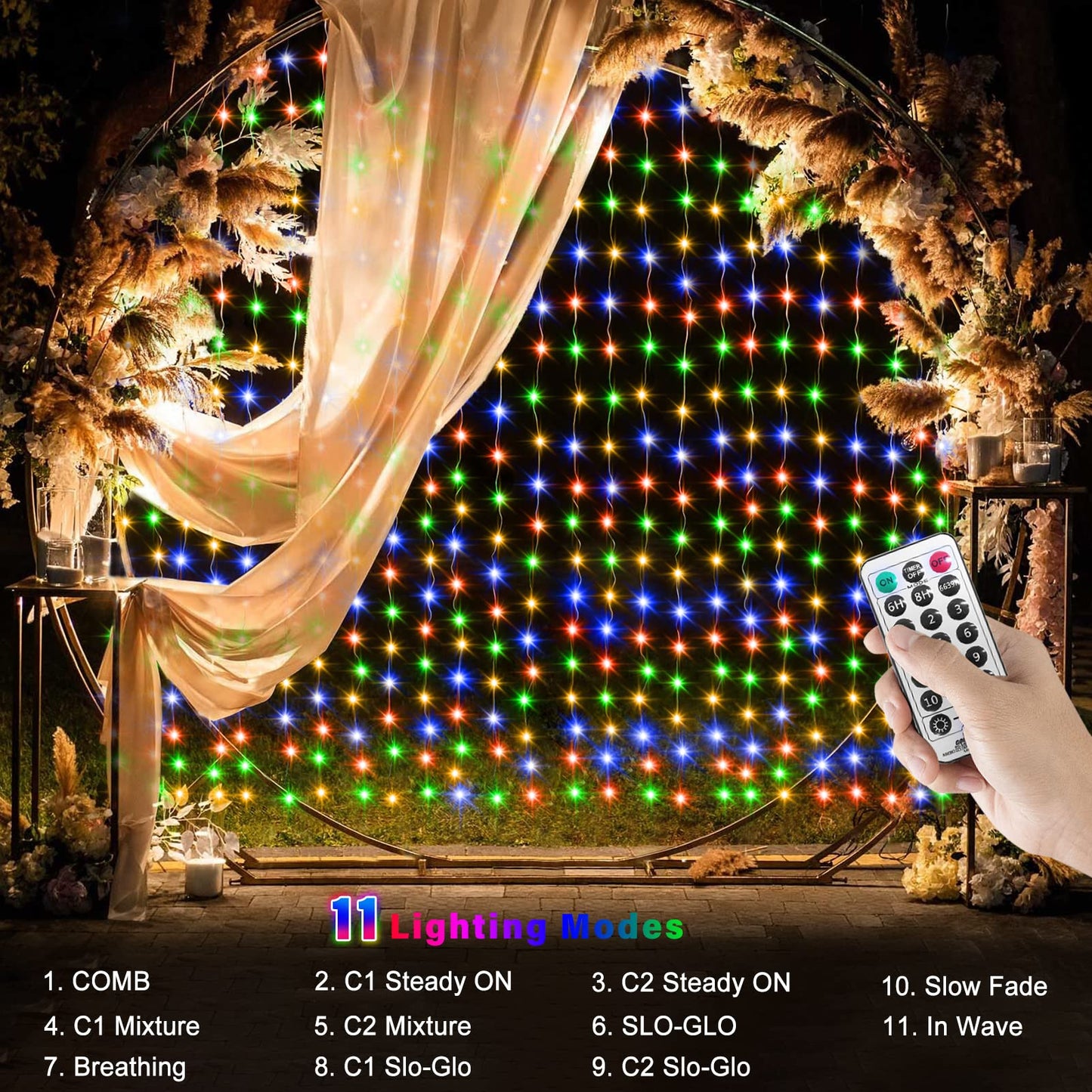 echosari 600 LED Curtain Lights Plug in, 20Ft x 10Ft Connectable Dual Color Changing Fairy Lights Curtain Outdoor Waterproof for Bedroom Backdrop Wedding (Warm White & Multicolor)