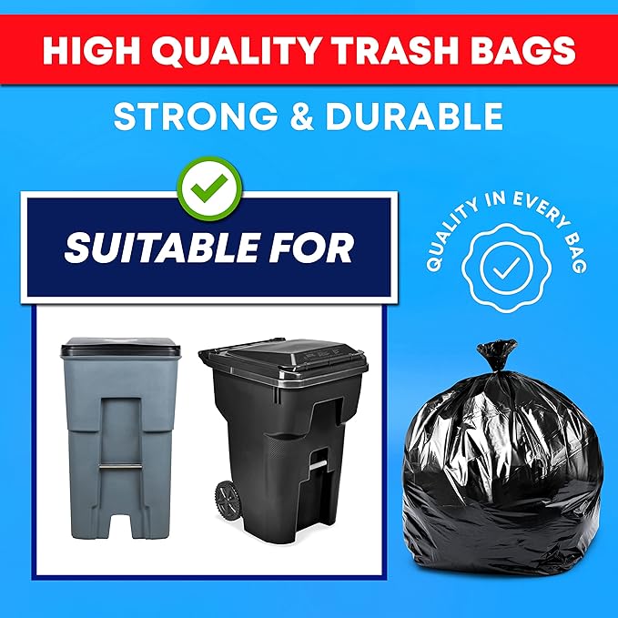 Tasker Contractor Garbage Bags 55 Gallon, 3 Mil Black Contractor Garbage Bag