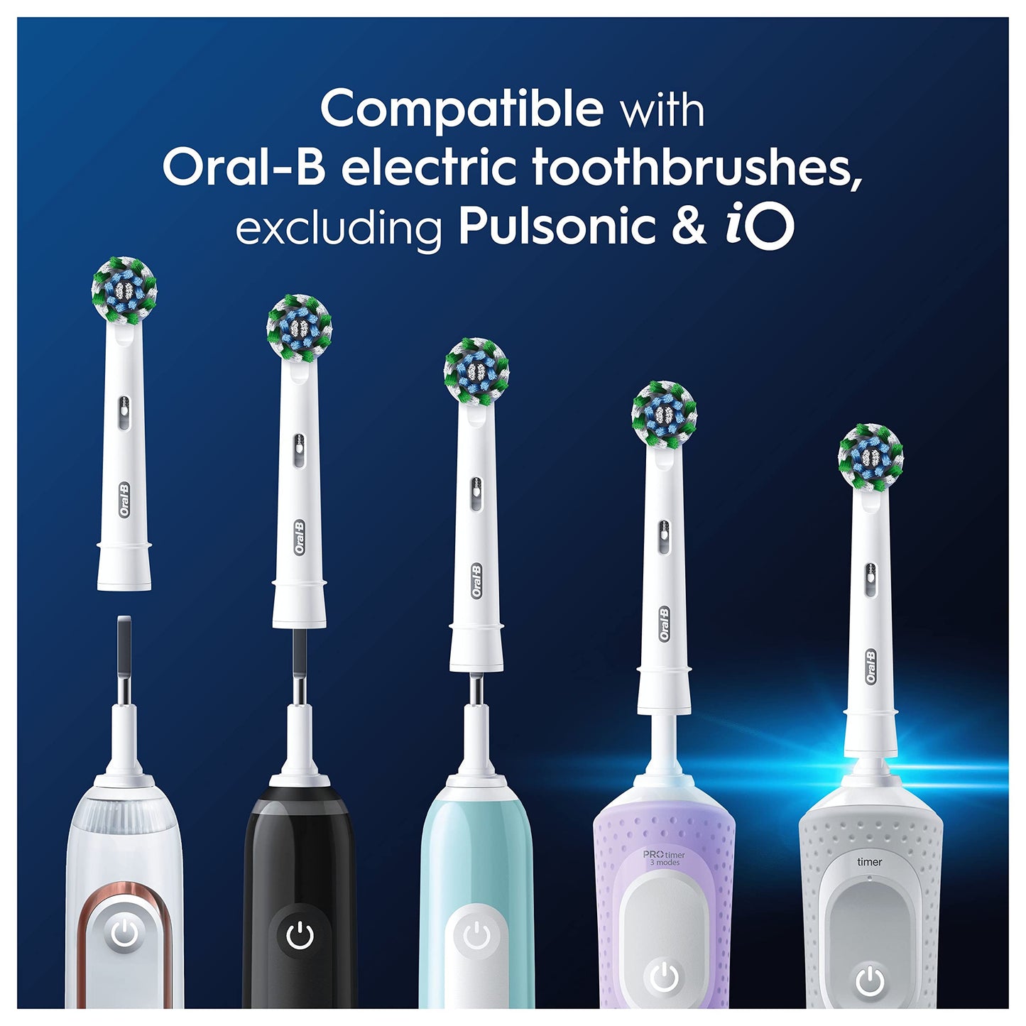 Oral-B Pro Cross Action Electric Toothbrush Head, Oral B Electric Toothbrush Heads, X-Shape and Angled Bristles for Deeper Plaque Removal, Pack of 8 Toothbrush Heads, Oral B Replacement Heads, White