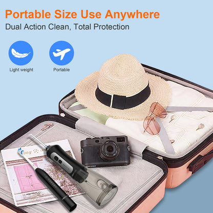 H2ofloss Sonic Electric Toothbrush and Water Flosser Combo, Rechargeable 2000mAh Toothbrush and 2500mAh Oral Irrigator with 300ml Tank, 4 Brush Heads, 5 Nozzles, 2 in 1 for Home and Travel (Black)