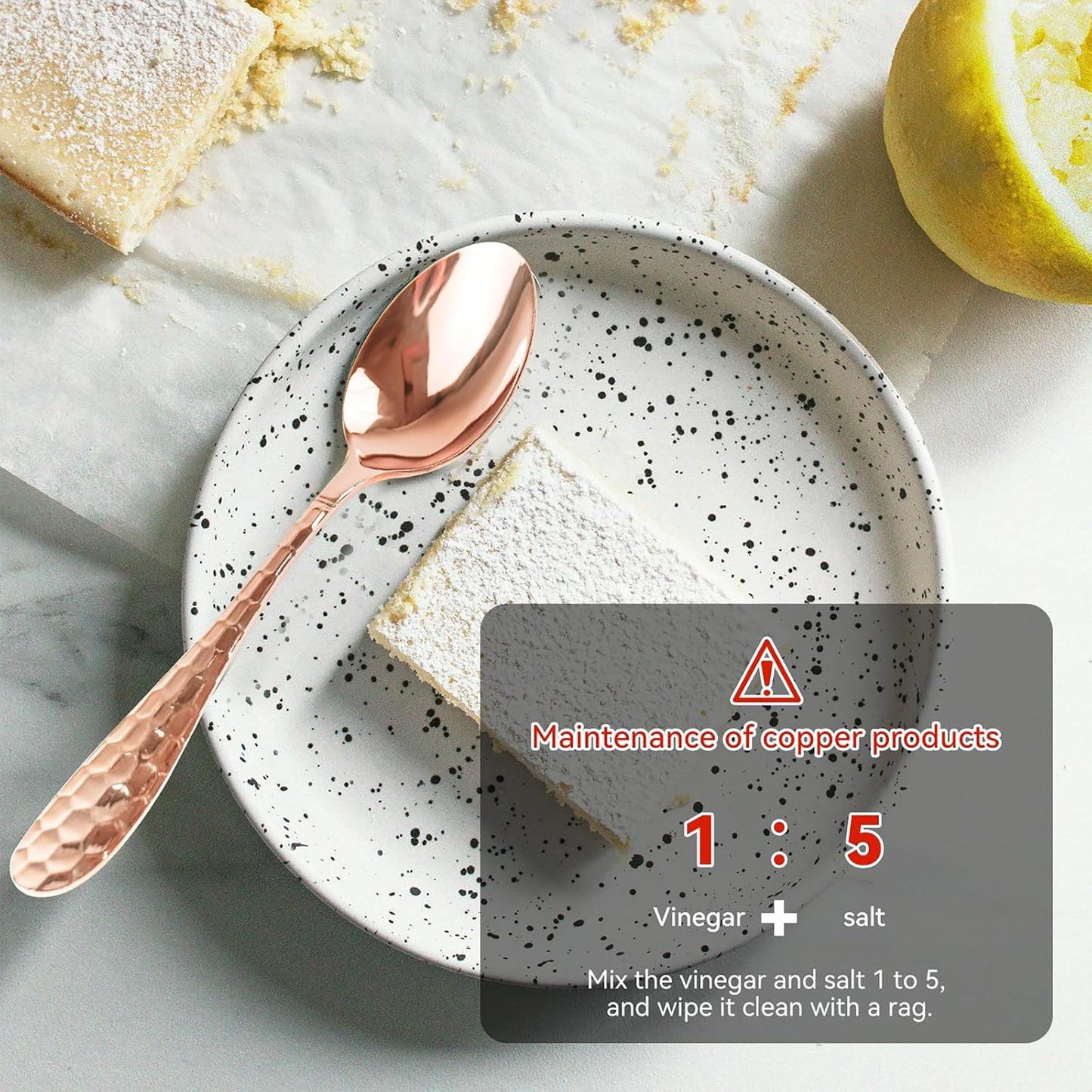 YOIHOJET 7" Pure Copper Spoon, 1 Count, Fashion Style, Flatware - Soup Spoons, 1 Piece, Copper Material