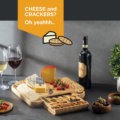 Charcuterie Boards Gift Set by Bambüsi - Large Bamboo Cheese Board for Serving, Entertaining, Cheese Platter for Kitchen, House Warming Gifts New Home, Wedding, Bridal Shower, Birthday Gifts for Women