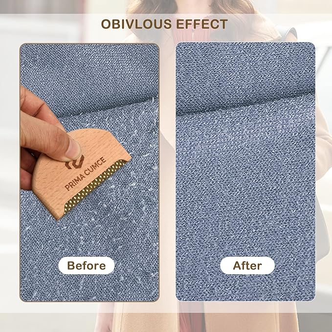 2 PCS Wooden Sweater Comb for De-Pilling Cashmere, Manual Lint Remover