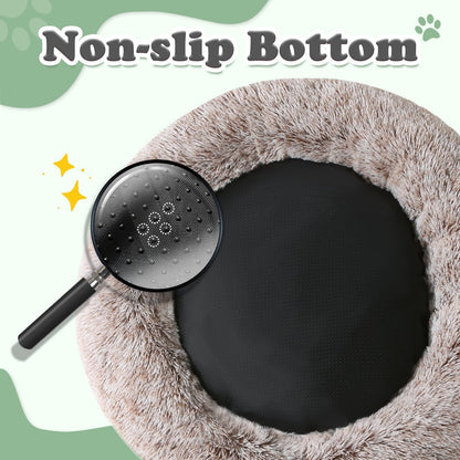 JOLLYVOGUE Dog & Cat Bed, Calming Anti-Anxiety Pet Bed for Small Dogs, Fluffy Donut Cushion for Small and Medium Pets (20")