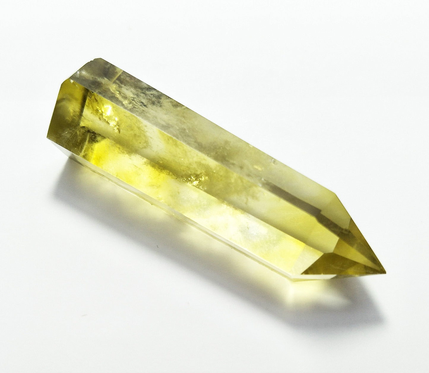 Natural Citrine Crystal Wand – Faceted & Pointed Yellow Quartz Prism Bar for Reiki, Chakra Meditation, Crystal Healing, Energy Work & Home Décor (1 Piece)
