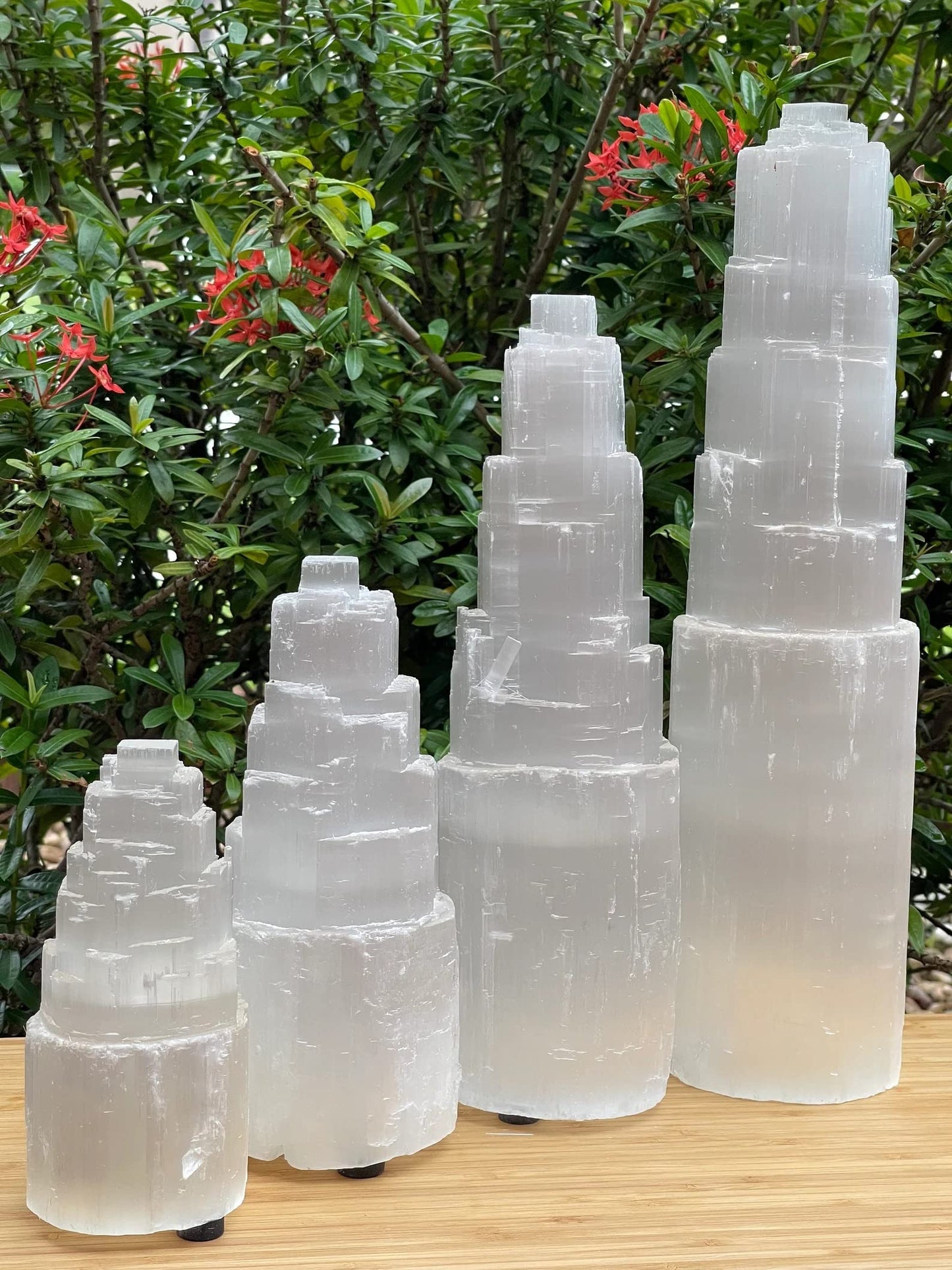 GAF TREASURES Selenite Skyscraper Tower Light – Natural White Healing Crystal, Choose Size 6", 8", 10", 12", 16" (15-17")