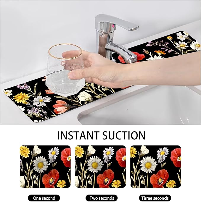 Bimkole 2 PCS Faucet Absorbent Mat, Kitchen Faucet Sink Splash Guard Wraparound