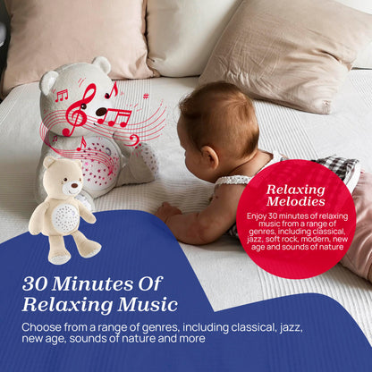 Chicco First Dreams Teddy Bear with Night Light, Neutral | Projects Stars, Lighting Effects, Relaxing Music, Calming for Baby