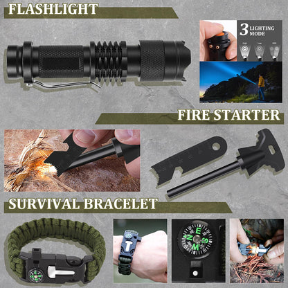 Gifts for Men Christmas Dad Husband Boyfriend Him, Survival Kits, 14 in 1 Survival Gear Camping Essentials Cool Gadgets for Camping Hiking Wilderness Adventures and Disaster Preparedness