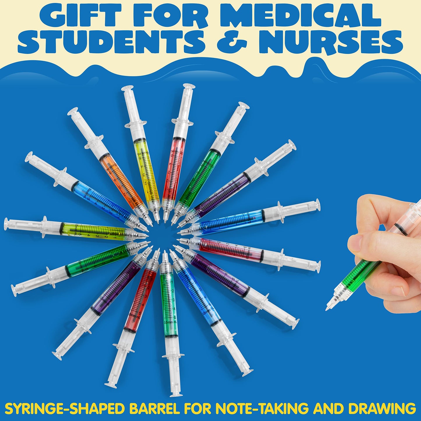 JOYIN 36pk Retractable- Syringe Pens Bulk Party Favors Fun Nurse Pens, Multi Color Novelty Nursing School Supplies, Halloween Party Favors