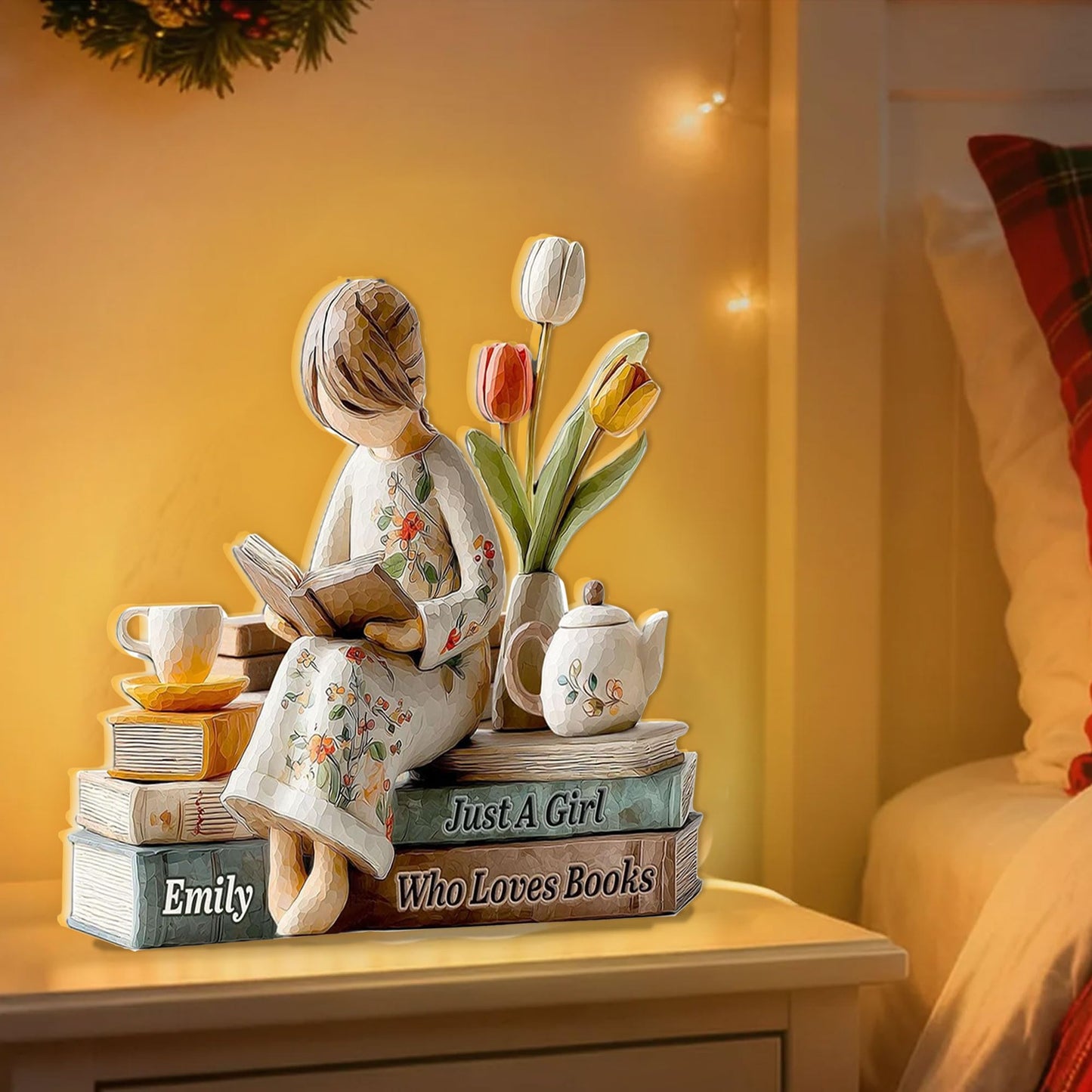 Personalized Just A Girl Who Loves Books Light Box, Custom Name Reading Girl LED Acrylic Night Lamp, Book Lover Light Decor, Unique Gift for Readers, Birthday, Christmas 2025 2
